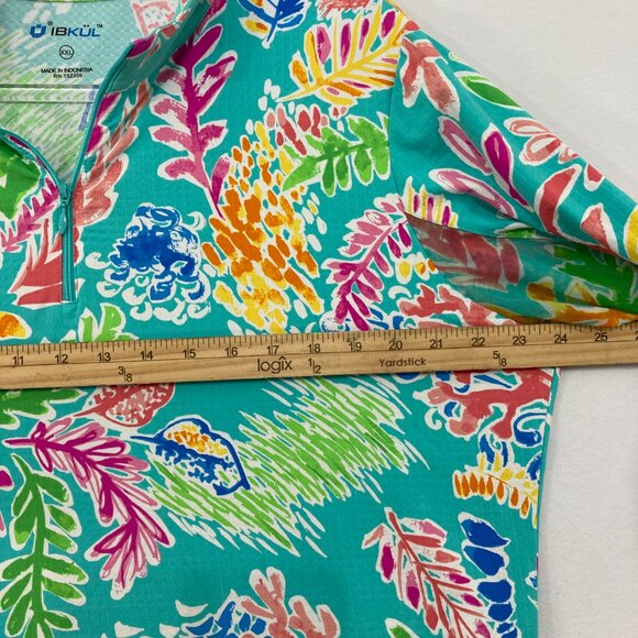 IBKUL size XXL Colorful Artsy Quarter Zip Long Sleeve Top Outdoor Golf Active - Picture 6 of 9